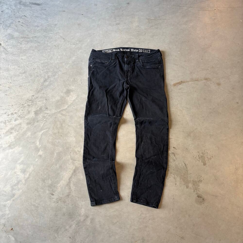 y2k vintage black rock revival bleached skinny jeans